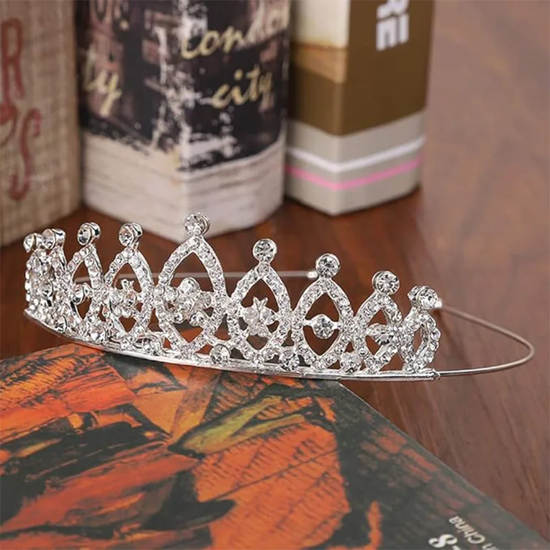 Diademas de metal con corona de cristal
