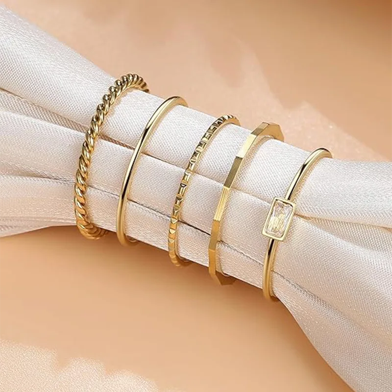 Gold Stainless Steel Women Fashion Ring