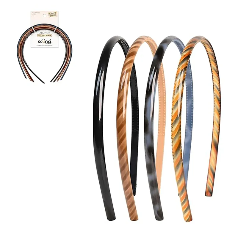 Diademas de plástico con estampado de giro cómodo y elegante