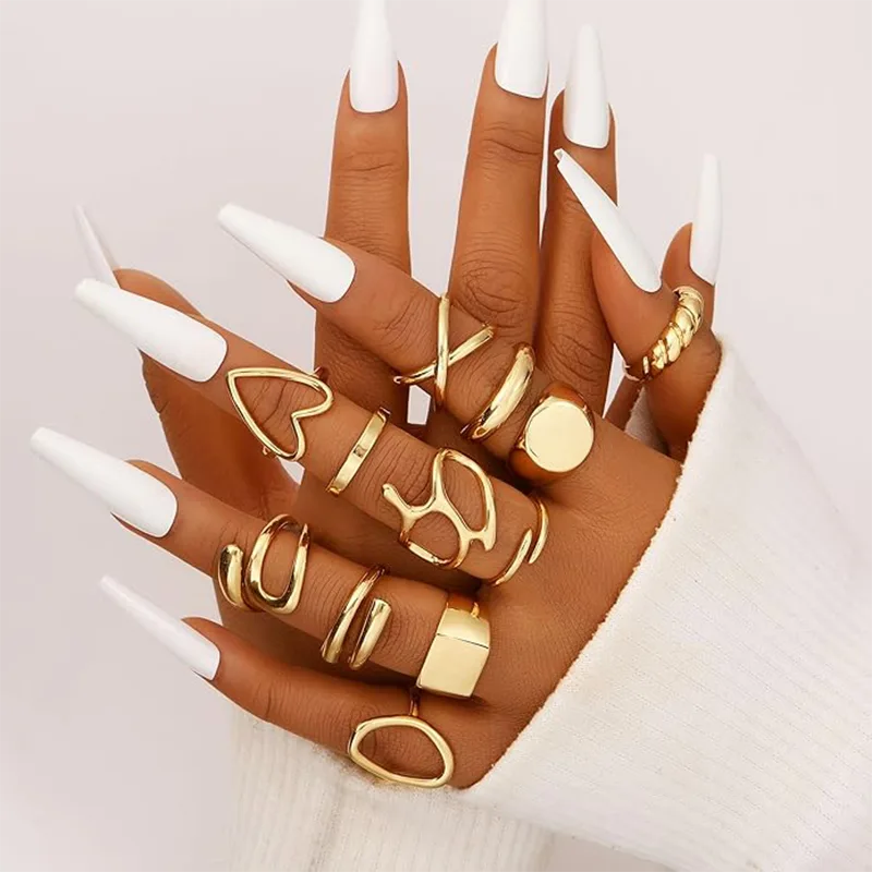 Anillo de moda chapado en oro real para mujer